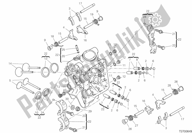 Alle onderdelen voor de Horizontale Kop van de Ducati Diavel 1260 2019